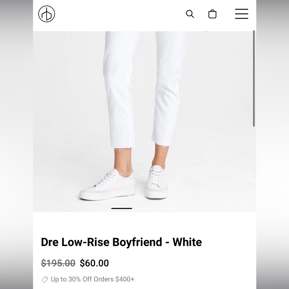 Rag and Bone Dre Low Rise White Boyfriend Jeans - Picture 8 of 8